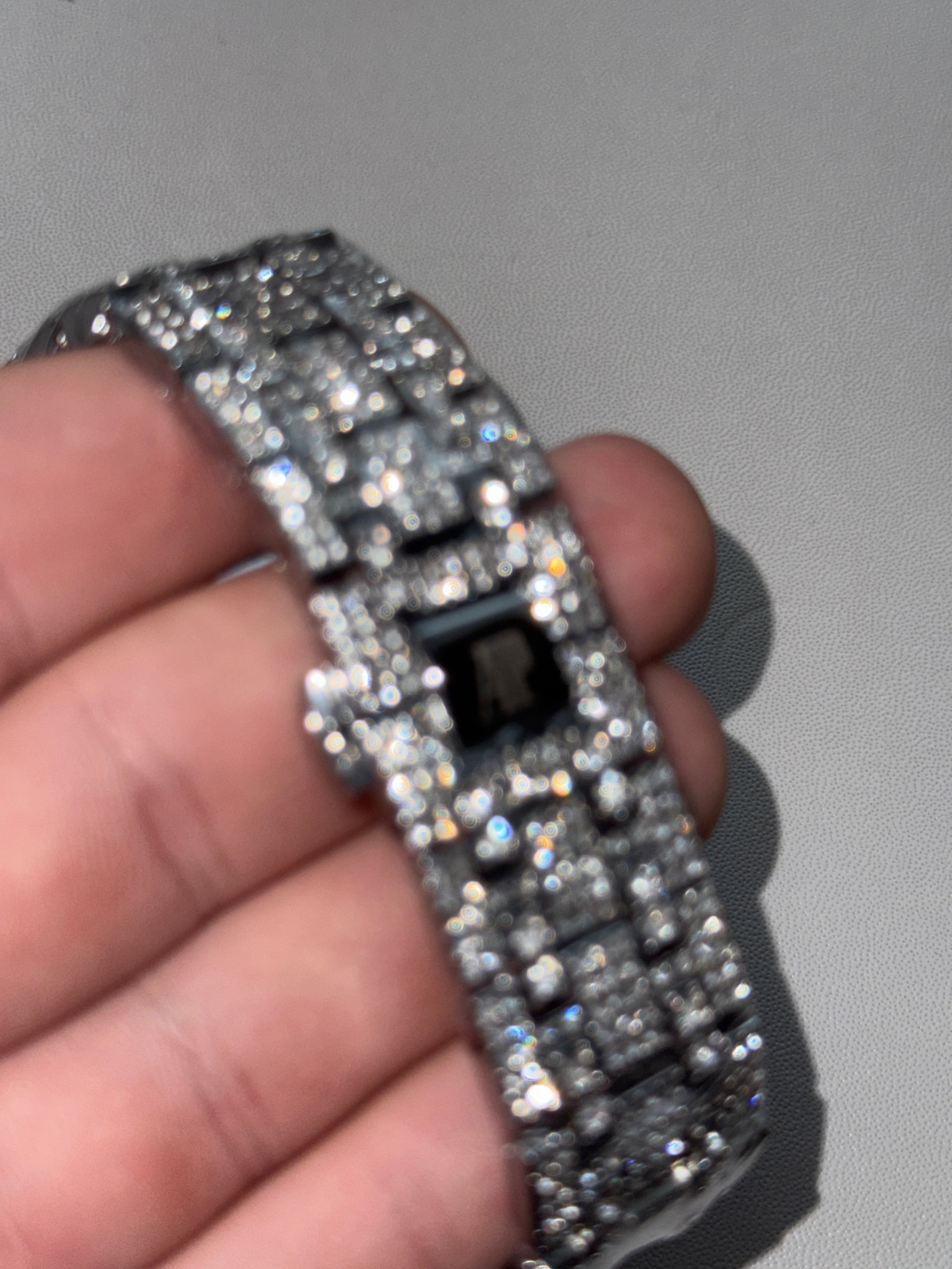 Royal Oak Inspired Moissanite Watch – Silver/Black