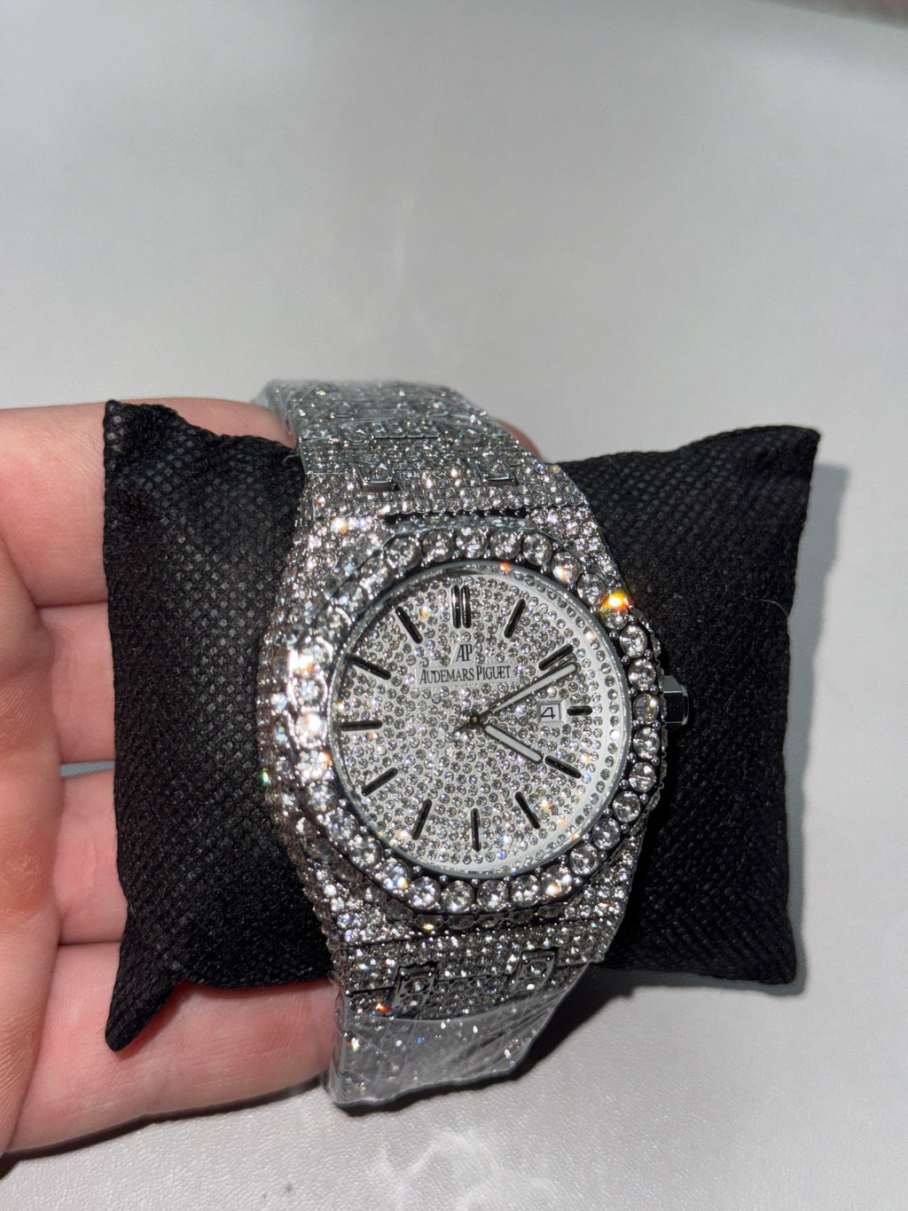 Royal Oak Inspired Moissanite Watch – Silver/Black