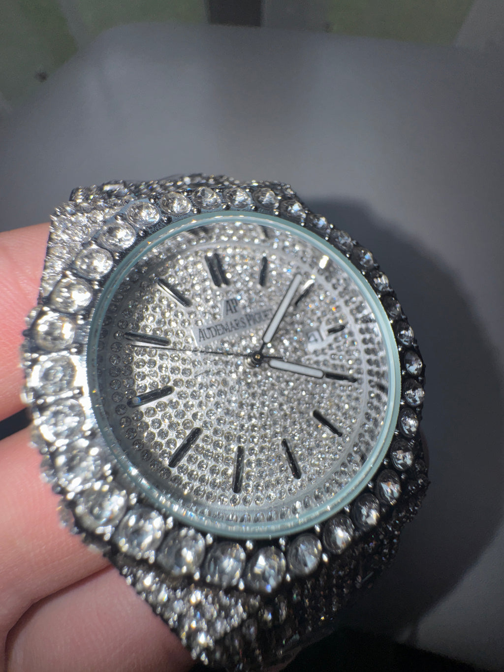 Royal Oak Inspired Moissanite Watch – Silver/Black